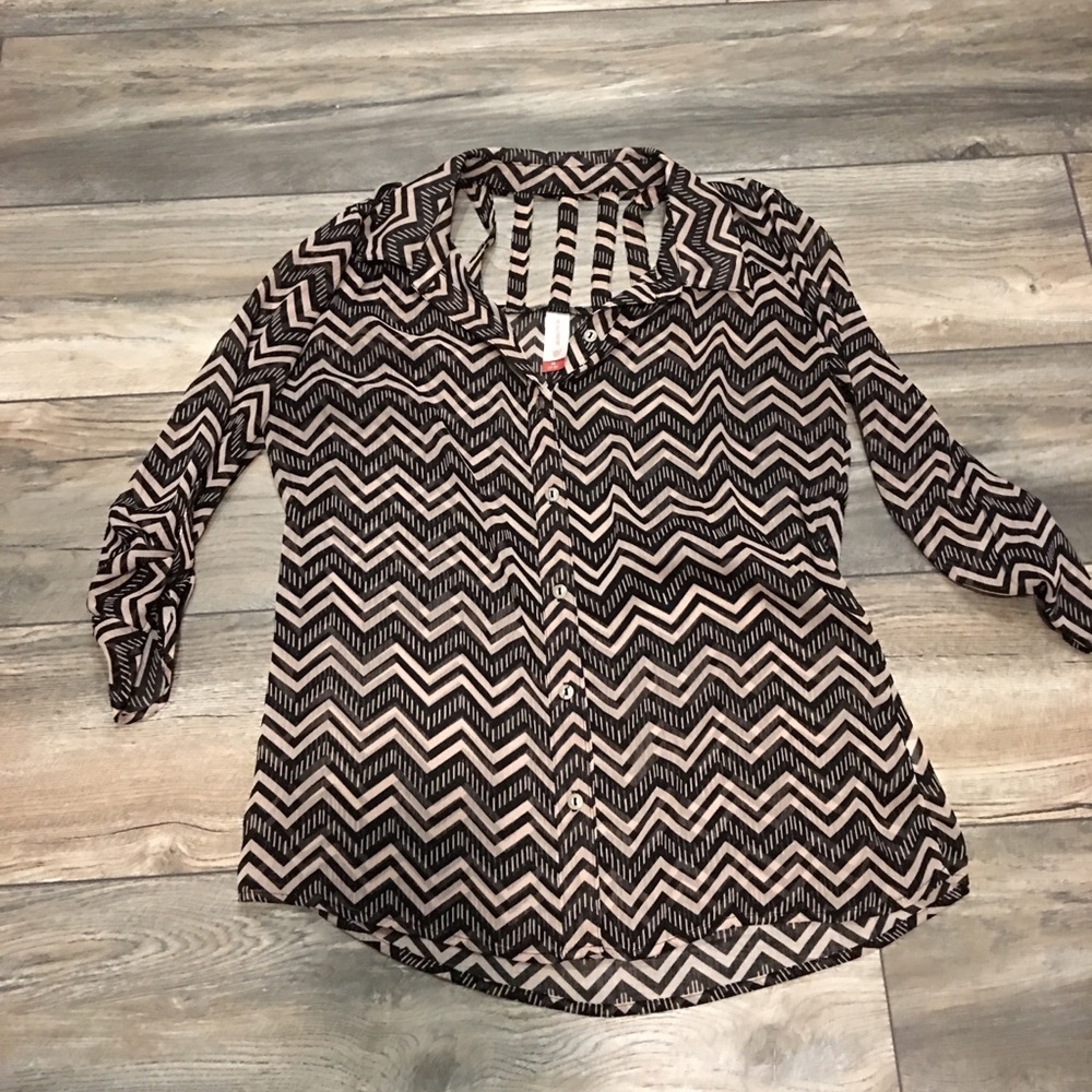 Sheer 3/4 Length Sleeves Blouse
